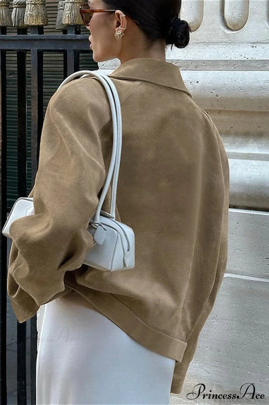 Retro Suede Blazer collar Loose Work Coat