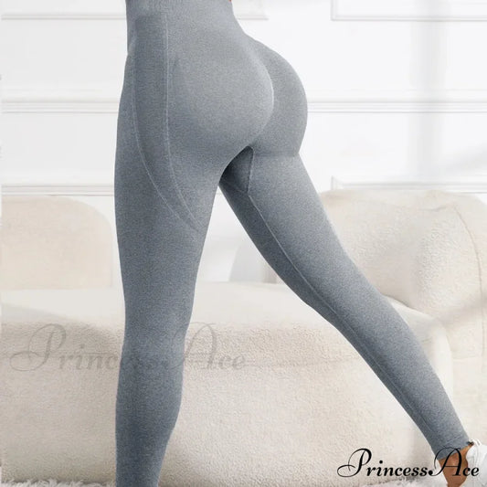 Seamless Knitted Fitness Sports Legging Gray / S