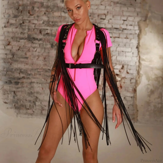 Seductive Gothic Leather Harness Waist Belt black