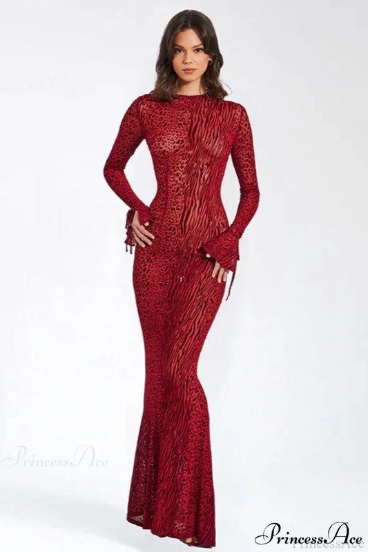 Sexy Leopard Print Party Maxi Dress Red / S Maxi Dresses