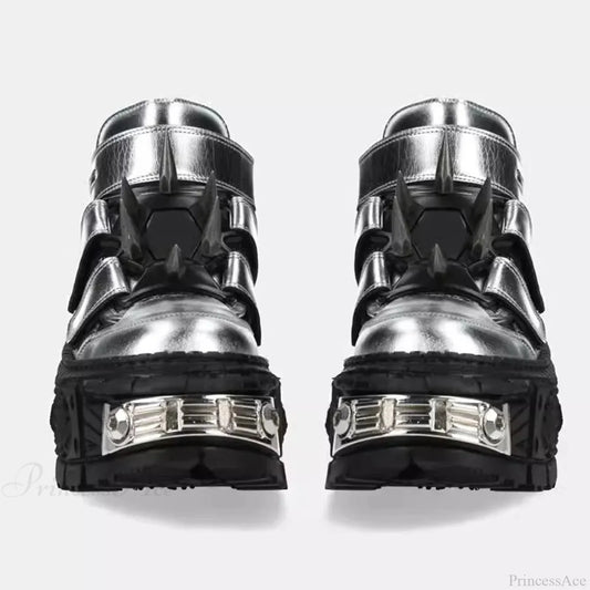 Shiny Gothic Tie-Up Elevated Sneaker