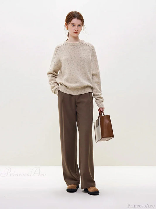 Simple Colorful Dot Wool Pullover Sweater Beige / S