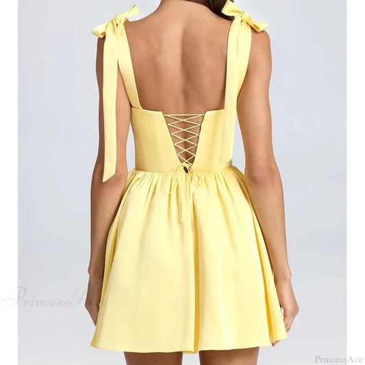 Spaghetti Strap Lace-Up Mini Dress minidress-250223