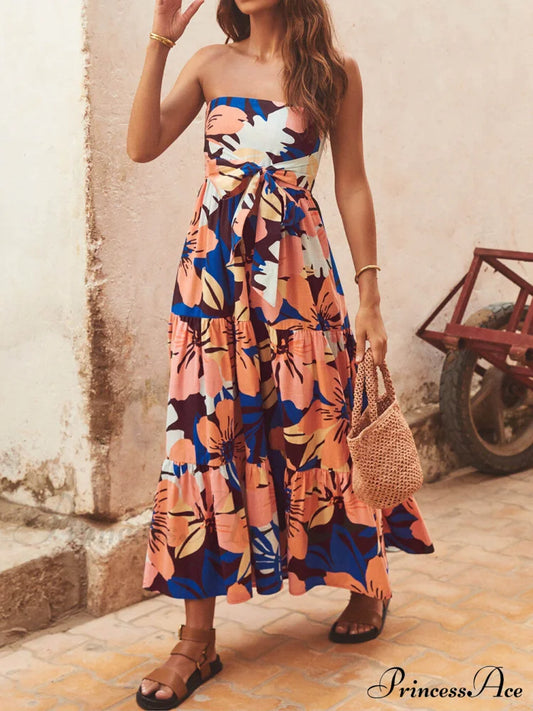 Strapless Printed Stylish Maxi Dress Dresses