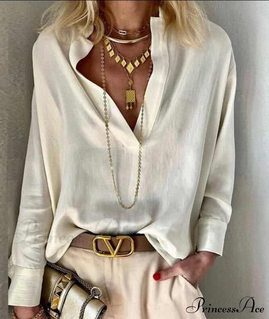 Stripe Shirt Beige / S Tops & Blouses