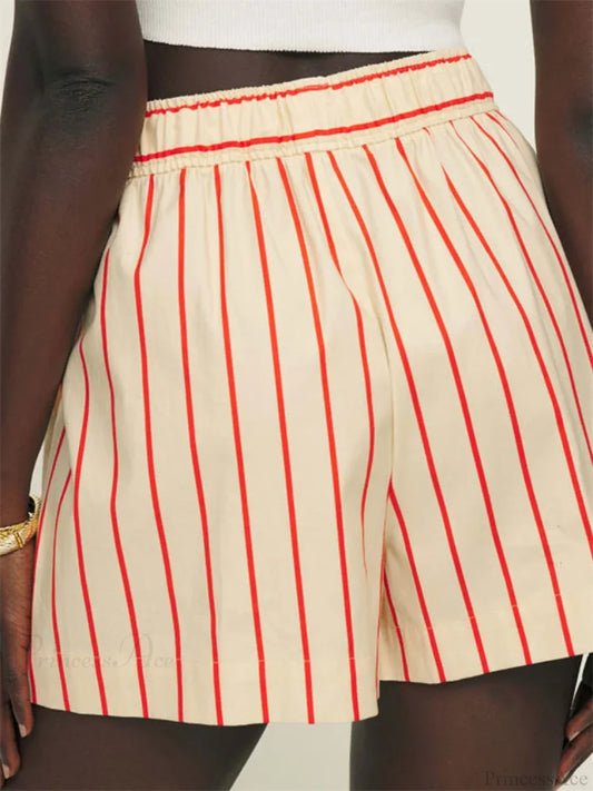 Striped Button Wide Leg Short short-250223