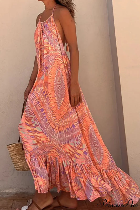 Summer Beach Lady Long Casual Loose Sleeveless Boho Dress