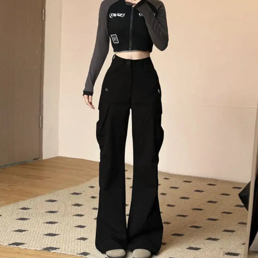 Vintage American Cargo High Waist Pants Black / S