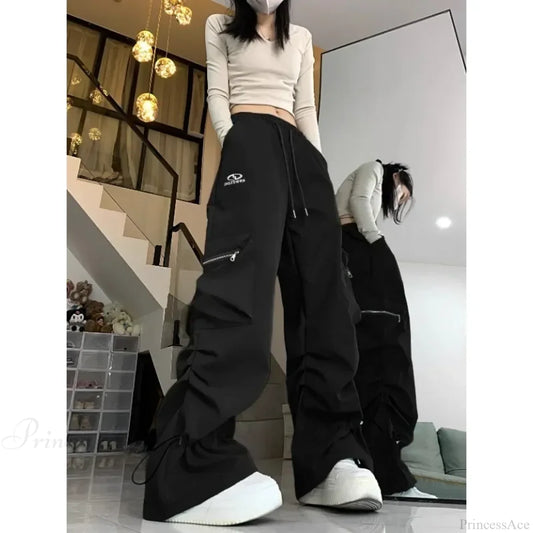 Vintage Pleated Cargo Pants Black / M