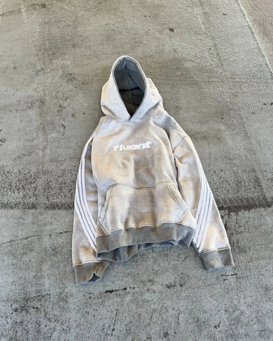 Vintage Stripe Graphic Pullover Hoodie white / M