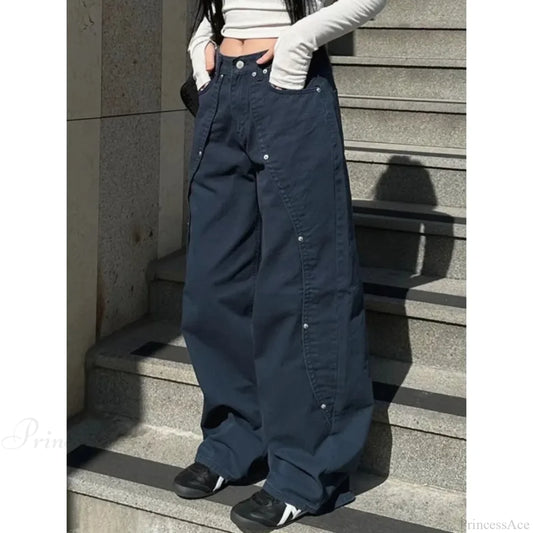 Washed Patchwork Y2K Women Jeans Pants