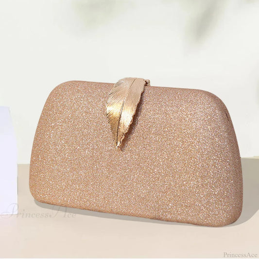 Women Leaf Design Clutch Bag Bling Chain Purse clutchbag-250126