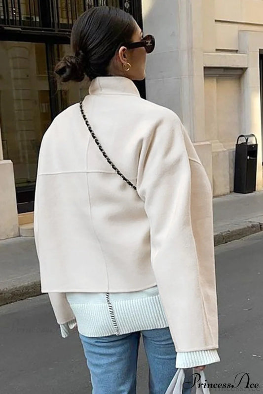 Woolen V-Neck Short Loose Chillax Coat