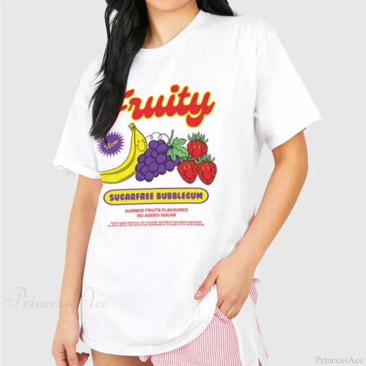 Y2K Cartoon Fruit Retro T-shirt WHITE / S t-shirt-250223