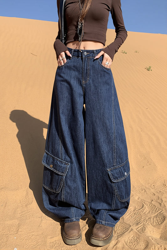 Cargo Pocket Baggy Wide Leg Jeans