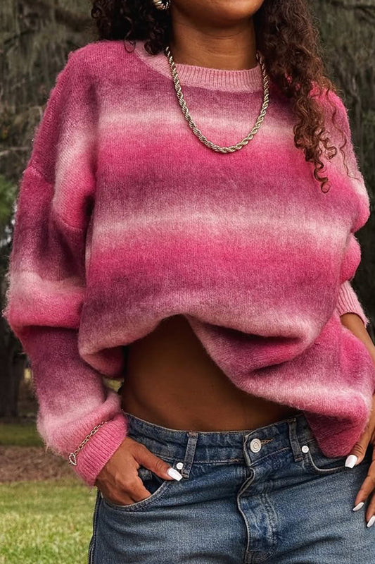 Ombre Crew Neck Relaxed Sweater