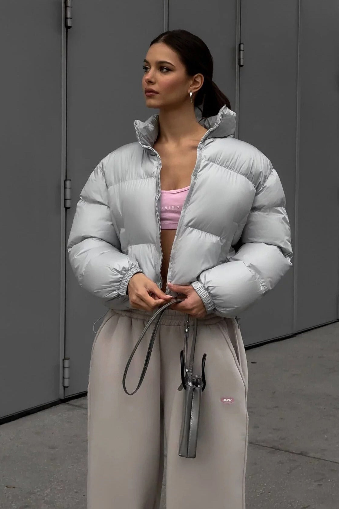 Essential Cropped Puffy Puffer Jacket