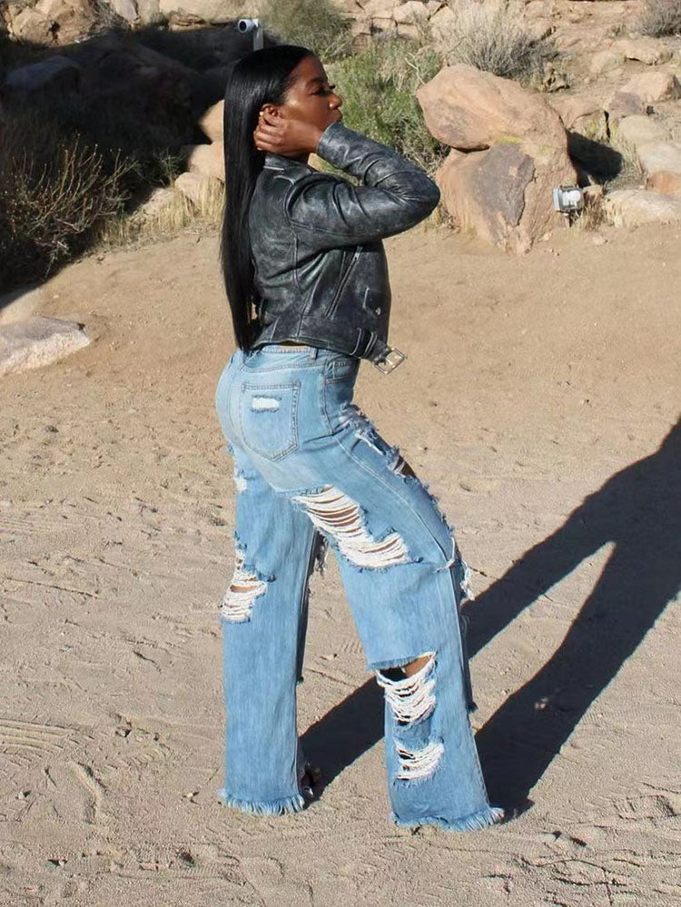 High Waist Graceful Pu Pants Jeans