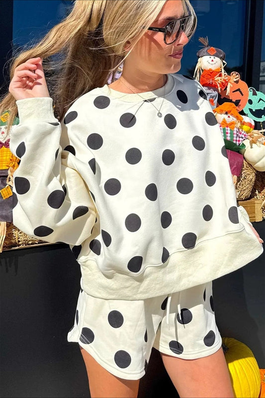 Polka Dot Sweatshirt and Shorts Set
