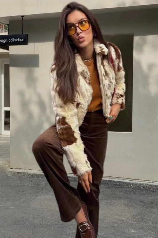 Manteau court simple en polaire à fermeture éclair