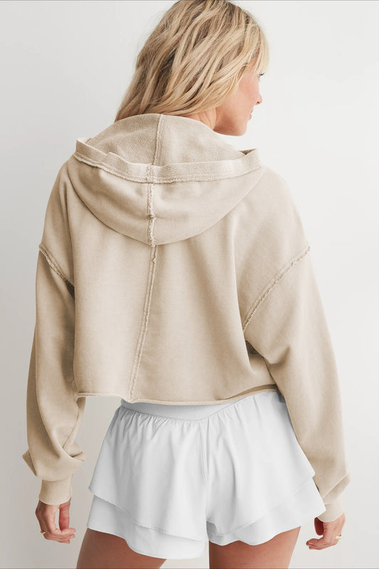 Chic Relaxed Solid V-Neck Hoodie