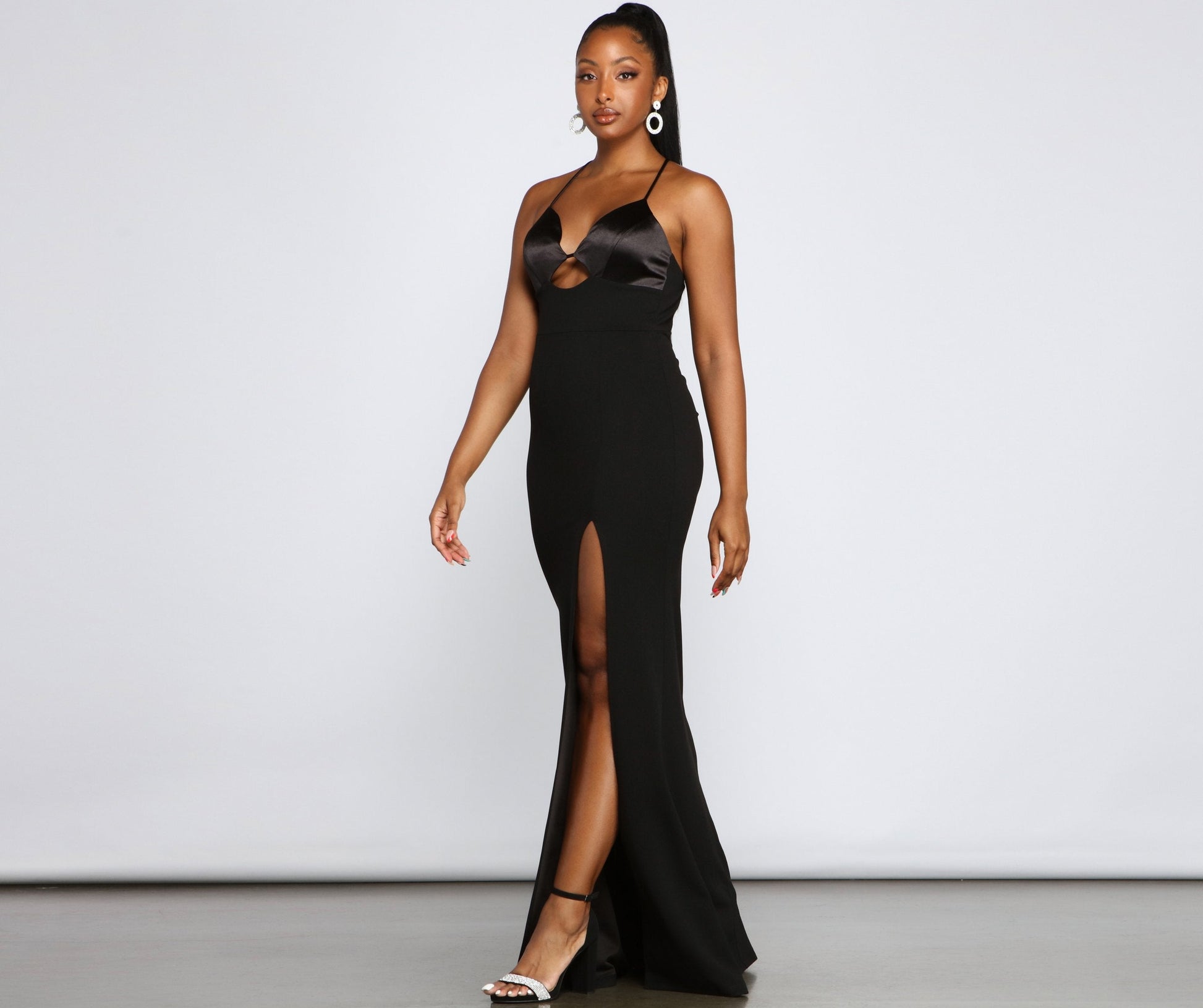 Amelie Formal High Charming Slit Crepe Dress S.o. Long Dresses