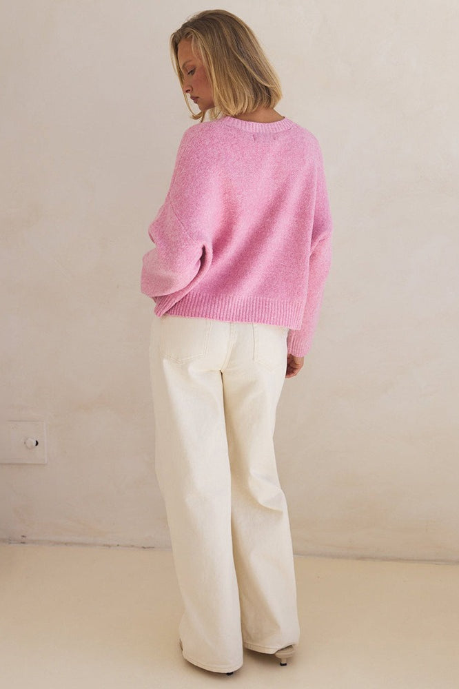 Bow Jacquard Crew-Neck Loose Casual Sweater