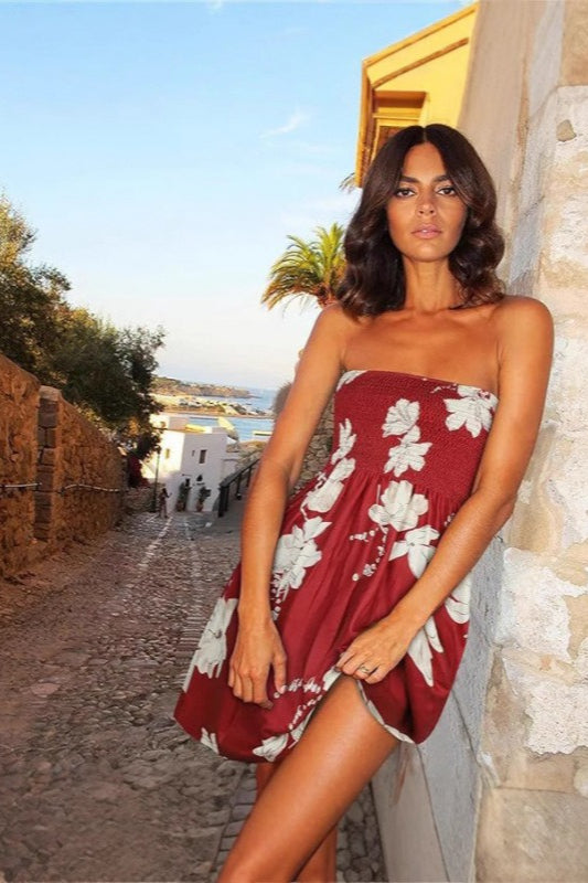 Robe de plage bandeau à fleurs bohème