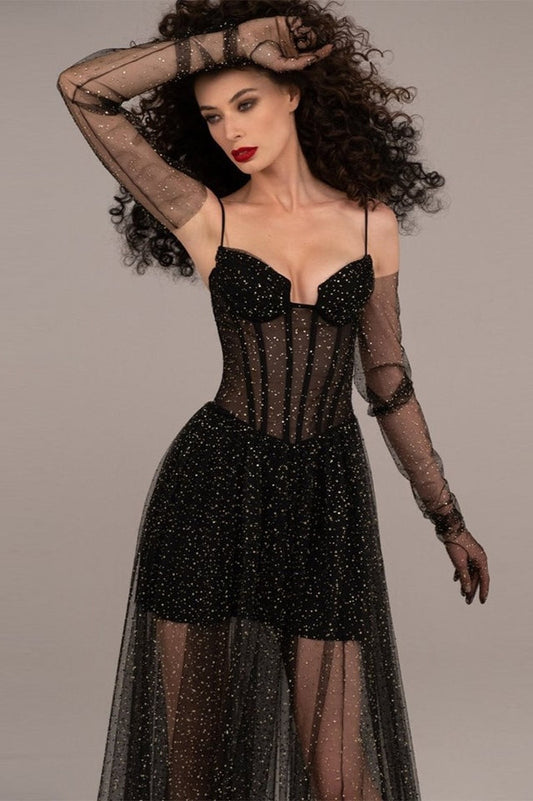 Crystal Embellished Stylish Corset Gown