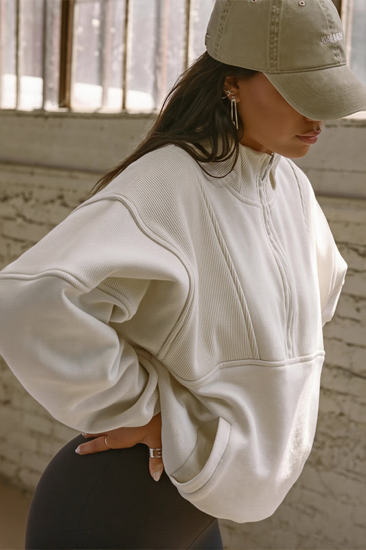 Oversized Half Zip Longline Sweatshirt