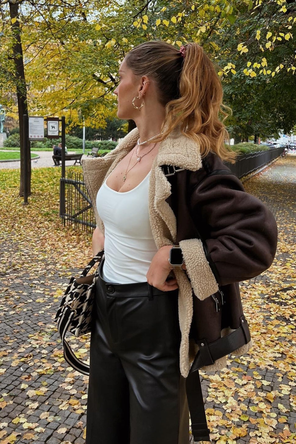 Multi Zip Faux Shearling Longline Jacket