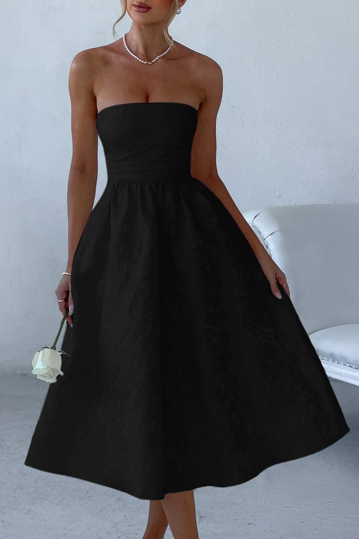 Strapless Elegant Party Dress XS / Black