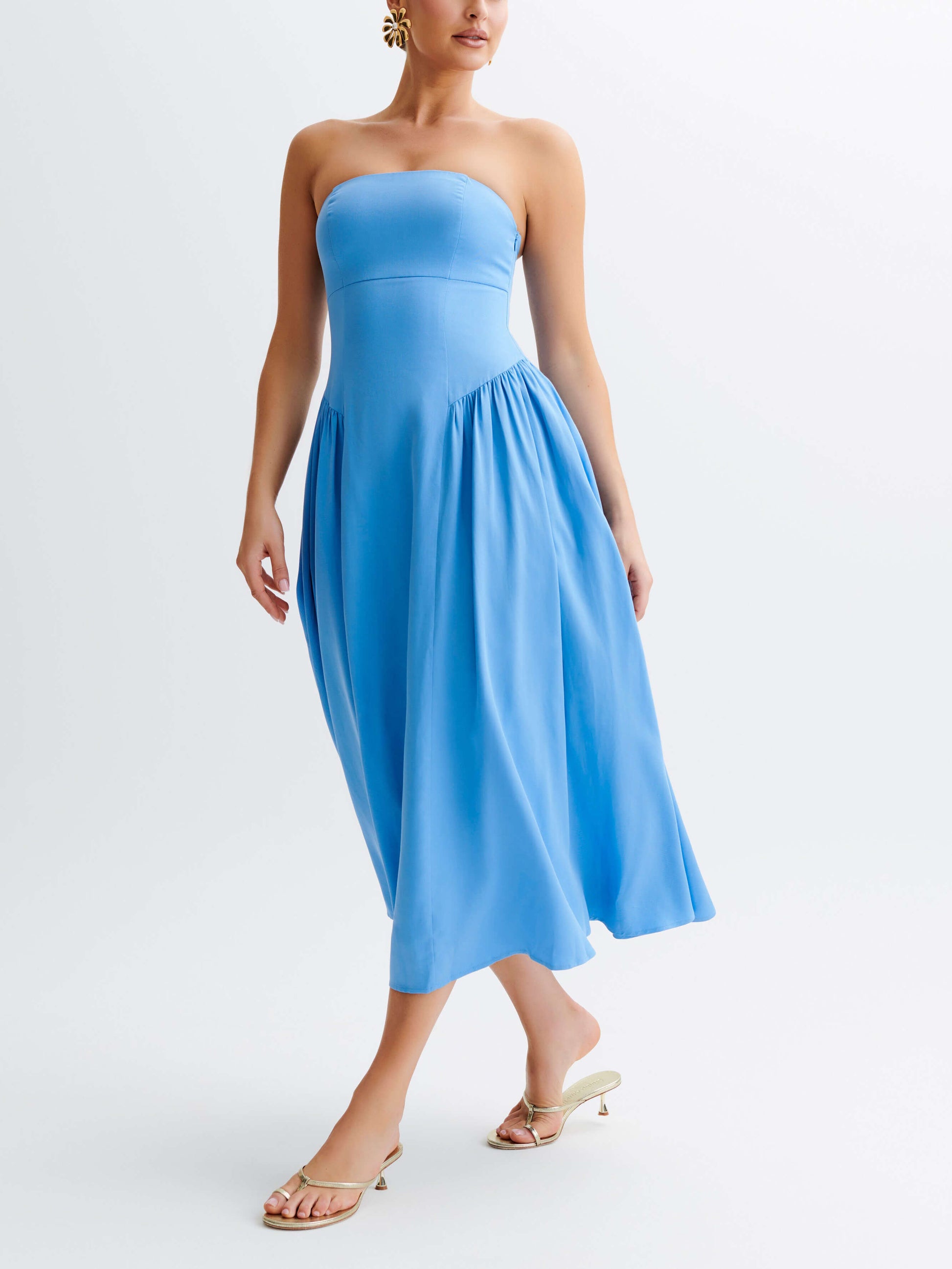 Tube Top Stylish Pleated Midi Dress Dresses