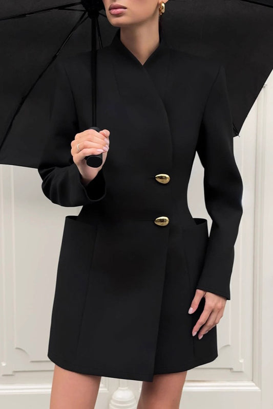 Elegant V-Neck Long Sleeve Fitted Waist Blazer