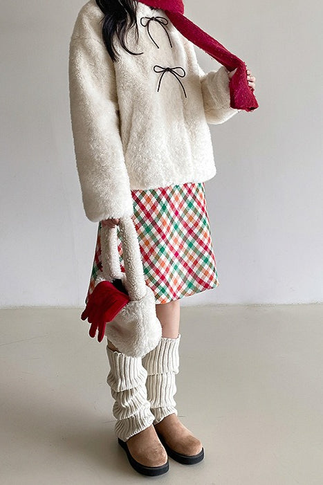 Checkered Wool Skirt