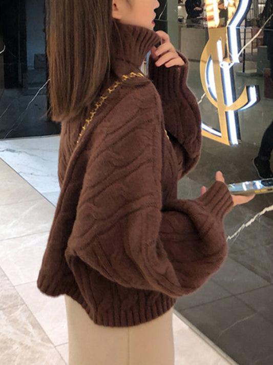 Casual Loose Vintage Solid Color Pullover Christmas Sweater Dark Brown / S Sweaters-L