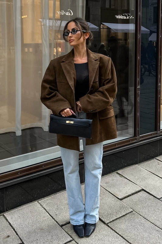 Veste à col en daim épais