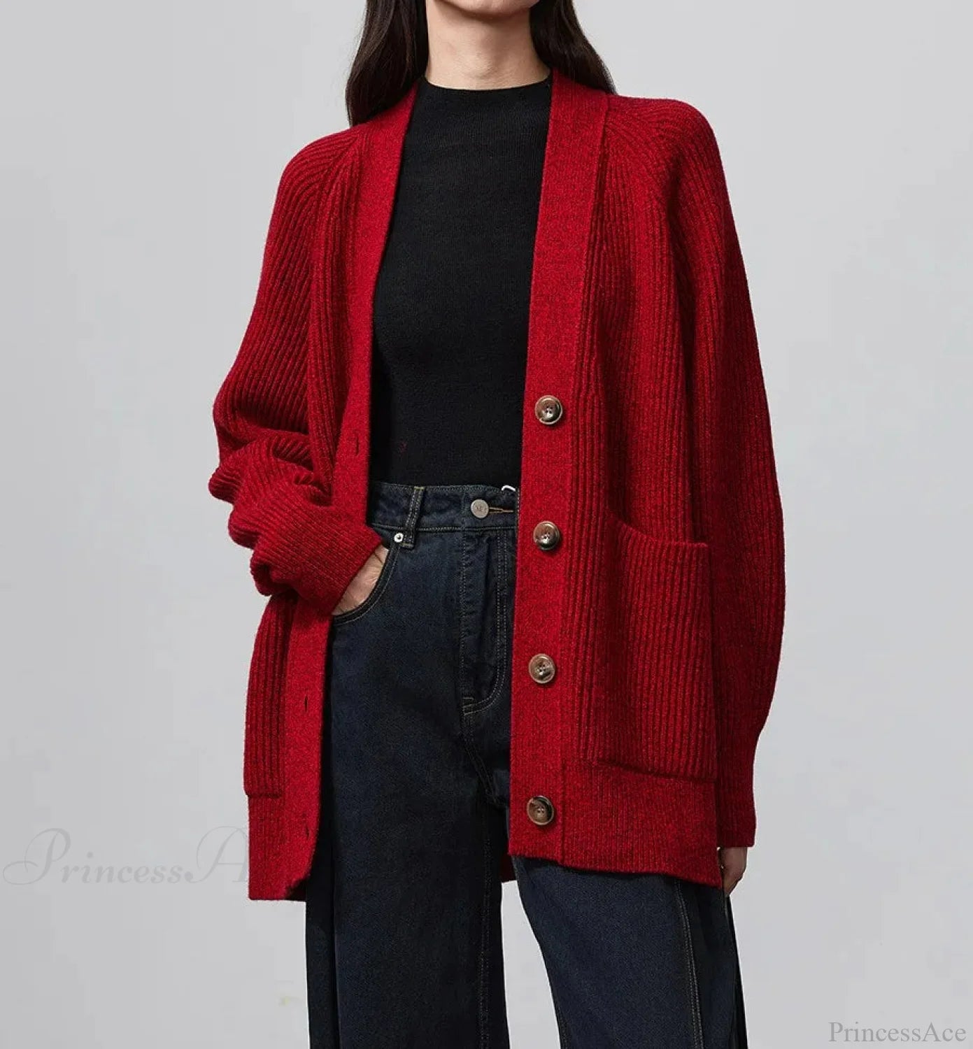 100% Merino Wool V-Neck Thicken Cardigan Cardigan-241208