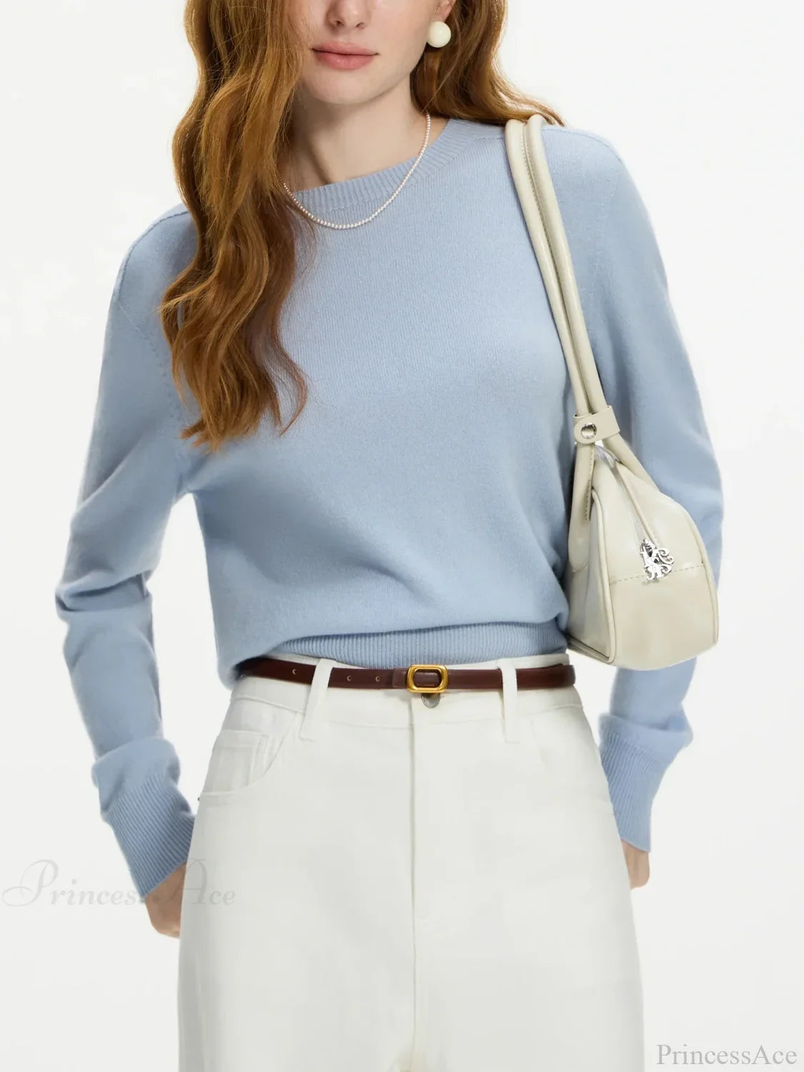 100% Wool Seamless Crew Neck Sweater Blue / XS