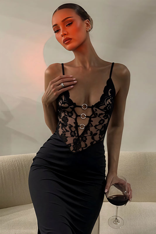 Sexy Lace Strapless Cami Bodycon Maxi Dress