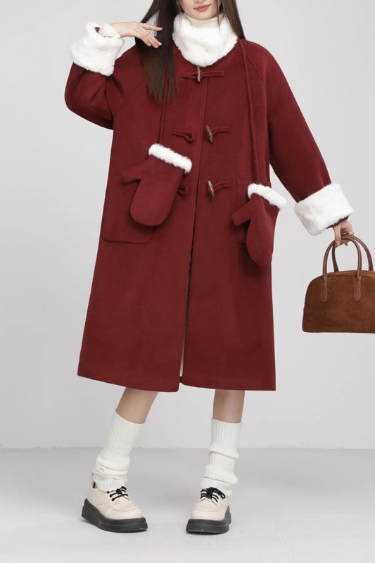 Retro Patchwork Horn Button Outerwear