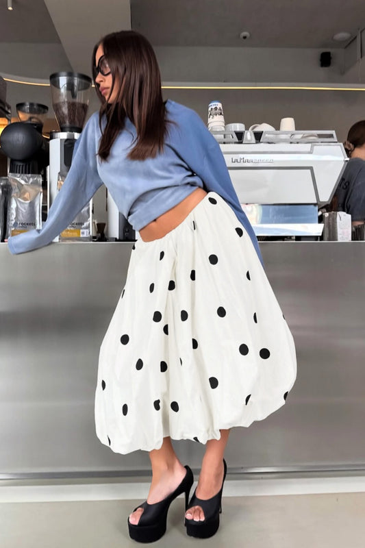 Polka Dot Balloon Midi Skirt