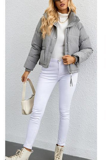 Short Stand Collar Puffer Coat coats