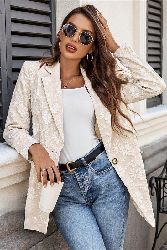 Jacquard Single Button Chic Blazer