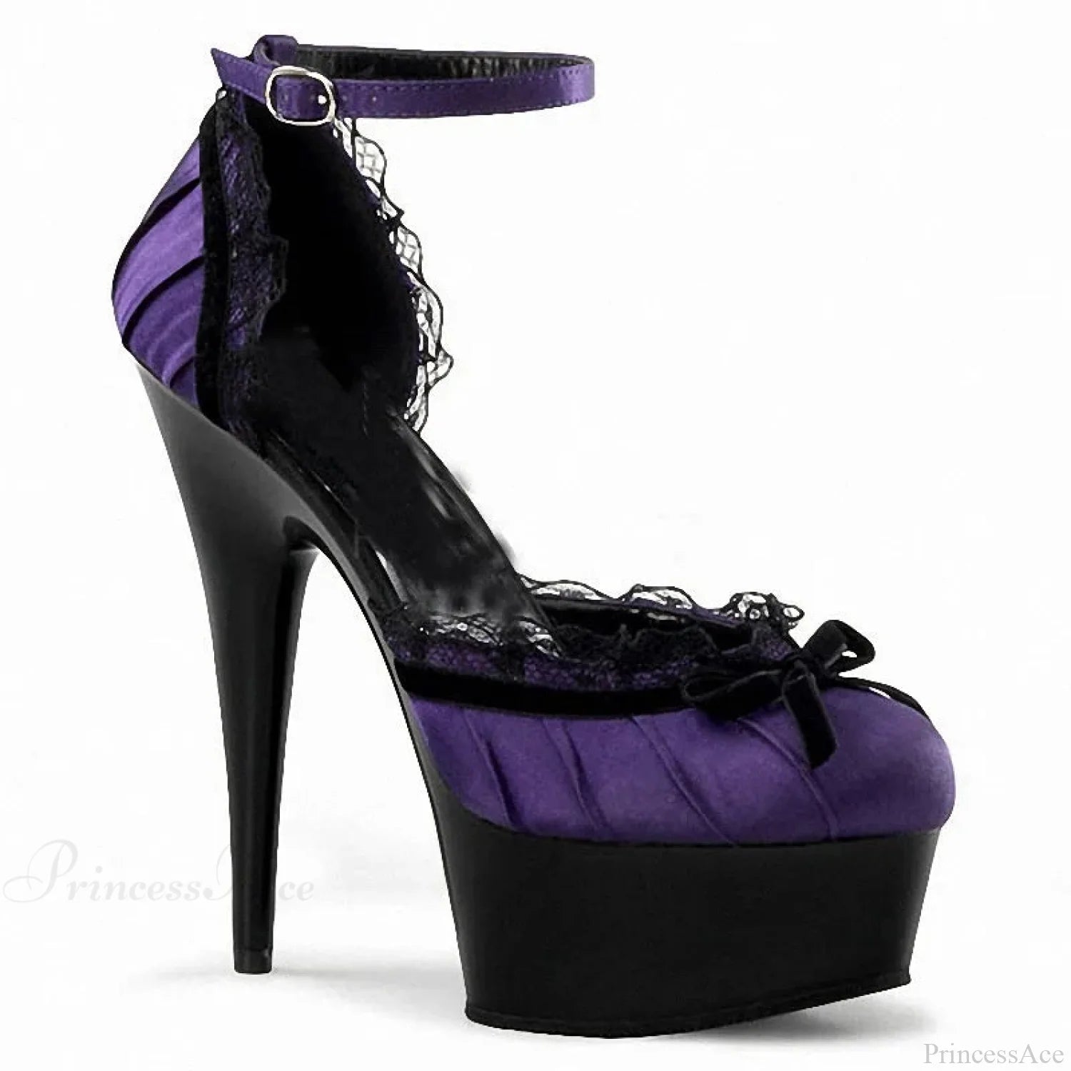 15cm Gothic Lace Platform Fetish Tall Heel PURPLE / 5