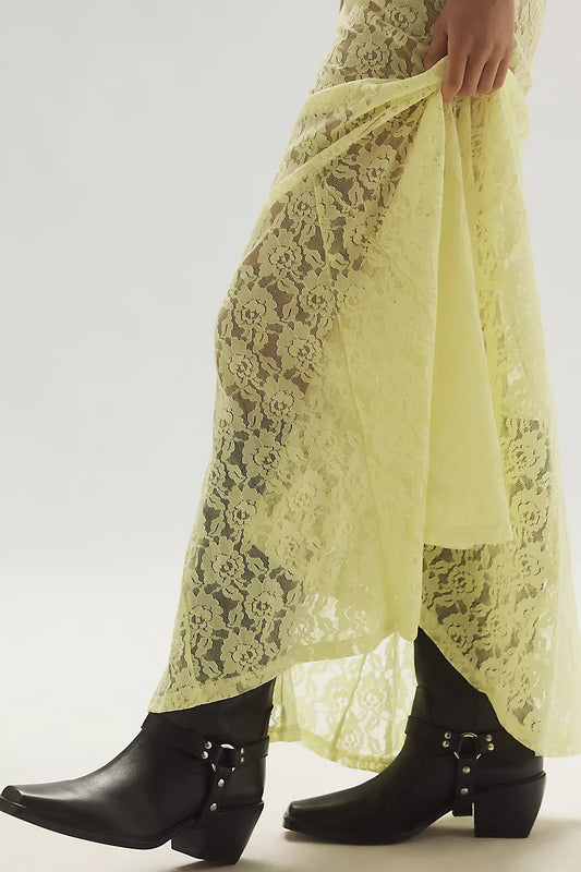 Jupe longue ajourée en dentelle