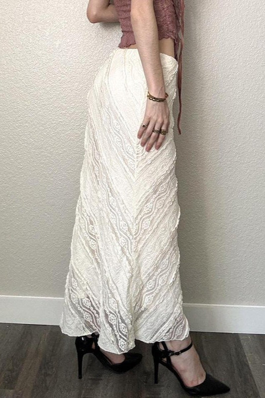 Jupe moulante taille basse en sergé de dentelle