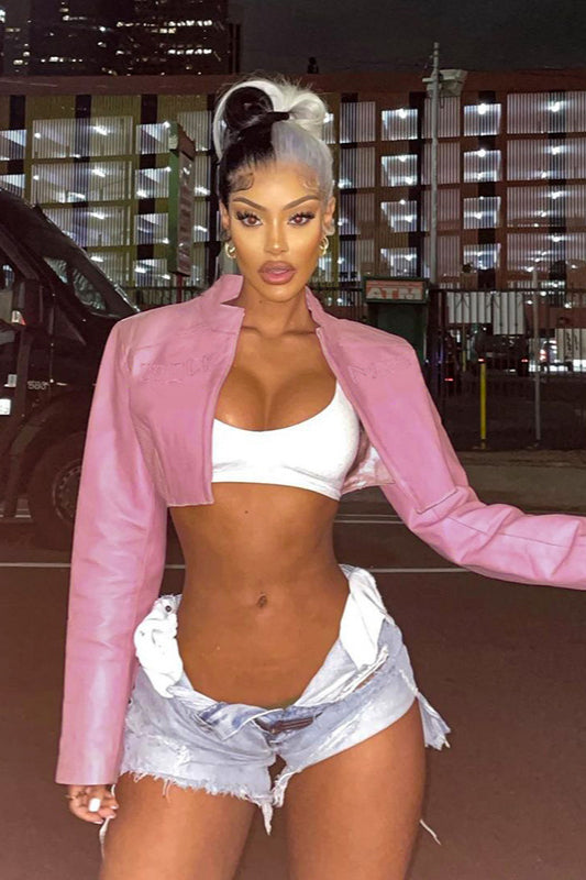 Manteau bombardier rose style motard