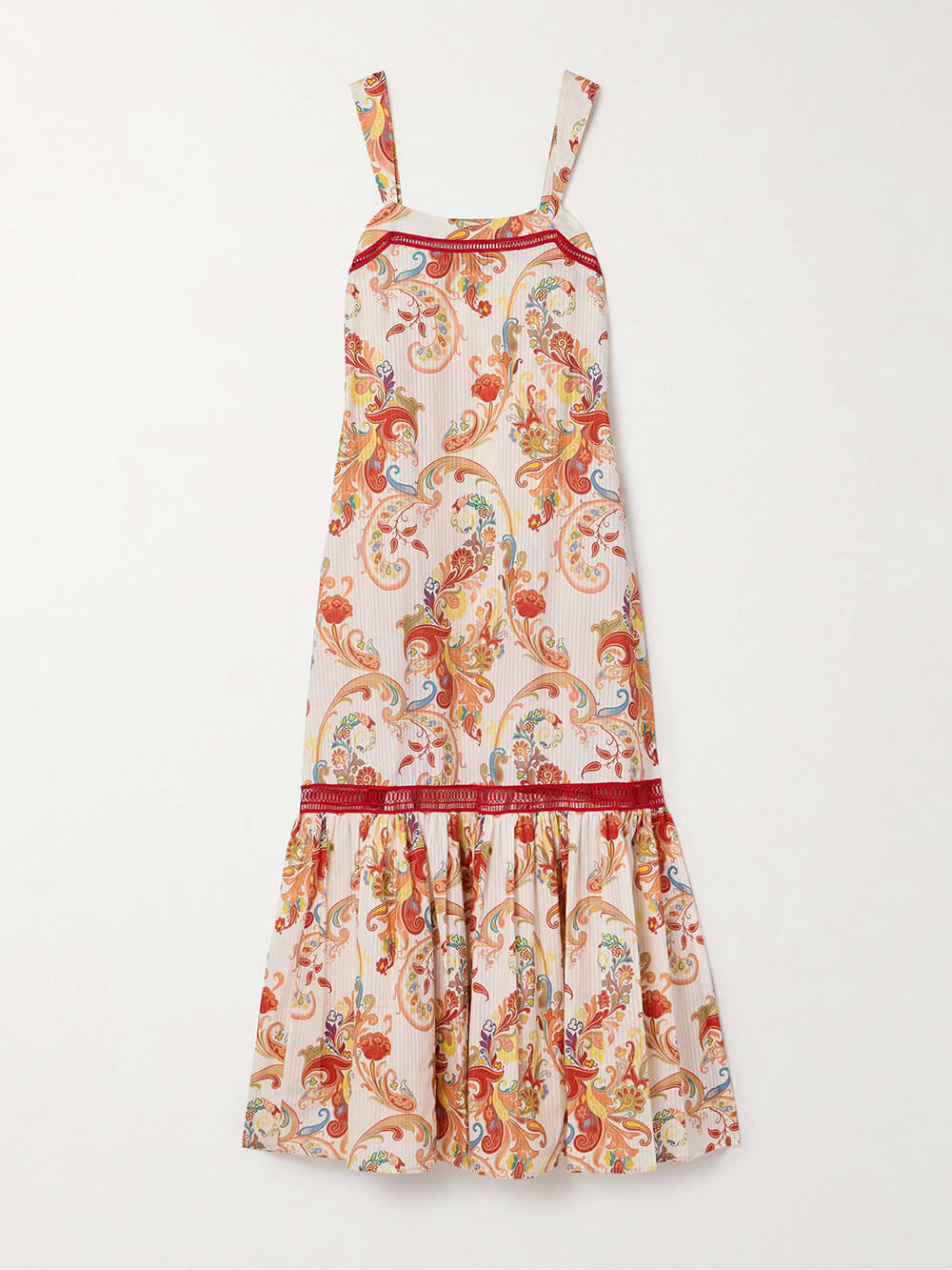 Modern Exquisite Paisley Crochet Graceful Trim Print Maxi Dress Dresses