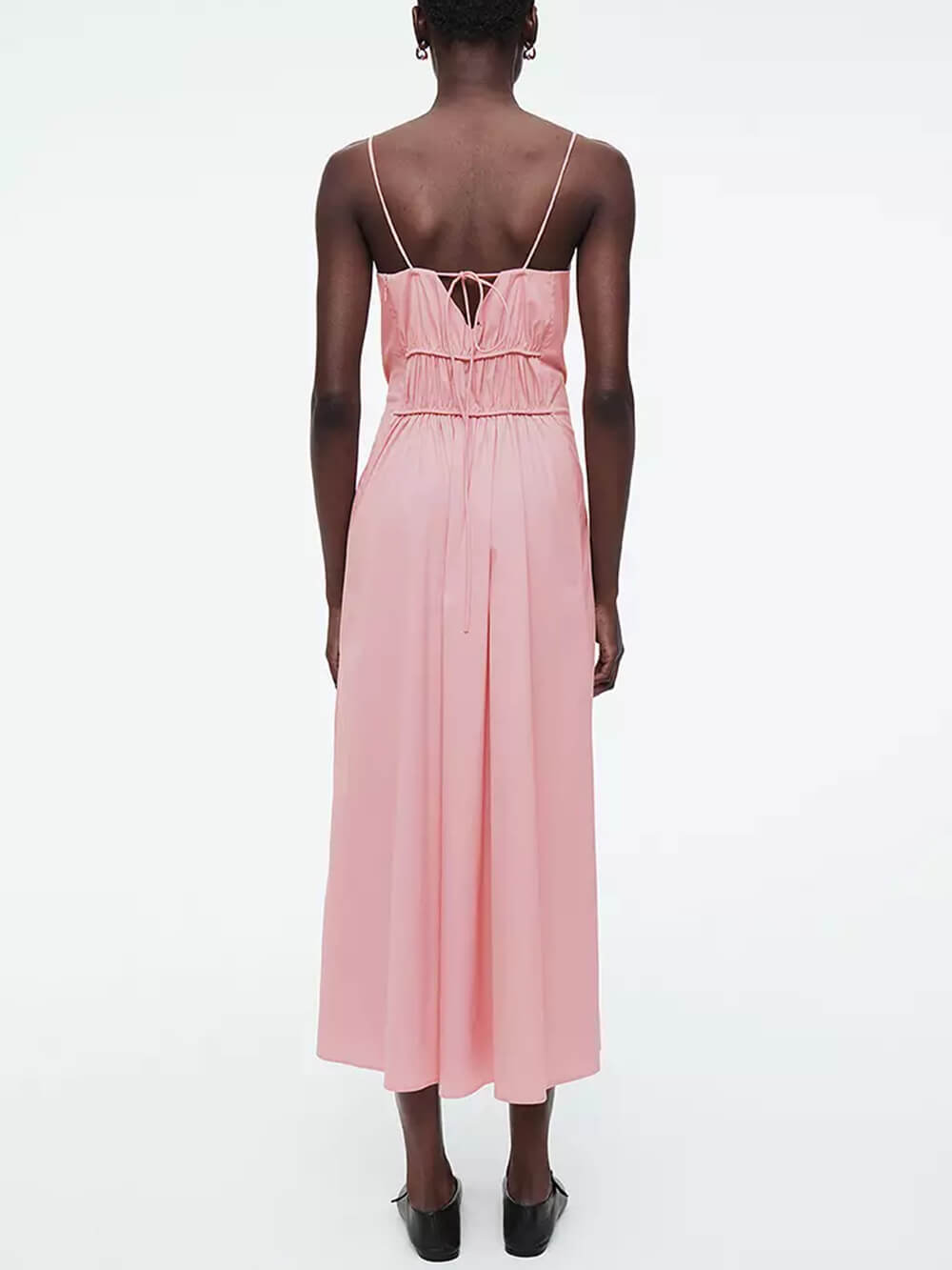Suspender Pleated Stylish Waist Midi Dress Dresses